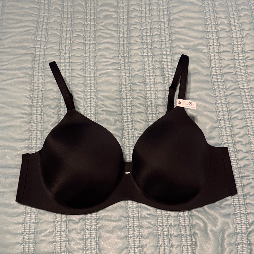Victoria's Secret Flex Factor Lightly Lined Plunge Demi Bra Black 38D NEW